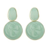 Simple Retro Round Alloy Inlaid Resin Earrings main image 6