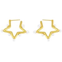 Aretes De Perlas Con Estrella Pentagonal De Corazón main image 4