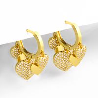Heart Plating Copper Artificial Gemstones 18k Gold Plated Earrings main image 1