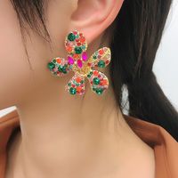Geometric Color Flower Diamond Alloy Earrings main image 1