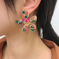 Geometric Color Flower Diamond Alloy Earrings main image 2