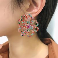 Geometric Color Flower Diamond Alloy Earrings main image 6