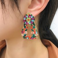 Geometric Color Flower Diamond Alloy Earrings main image 5