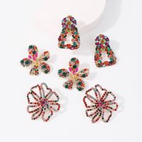 Geometric Color Flower Diamond Alloy Earrings main image 4