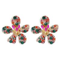 Geometric Color Flower Diamond Alloy Earrings main image 3