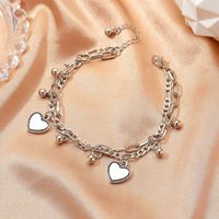 Retro Double-layer Heart Round Bead Chain Bracelet main image 3