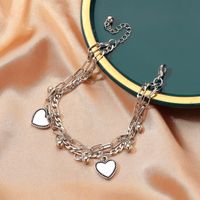 Retro Double-layer Heart Round Bead Chain Bracelet main image 5