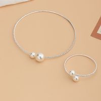 Fashion Pearl Diamond Wedding Necklace Bracelet Set main image 4