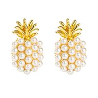 Korean Fashion Pineapple Shape Pearl Earrings sku image 1
