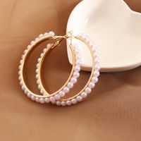 Fashion Triangle Round Pearl Earrings sku image 1