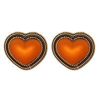 Retro Big Peach Heart-shaped Earrings sku image 2