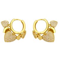 Heart Plating Copper Artificial Gemstones 18k Gold Plated Earrings sku image 1
