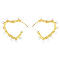 Heart Pentagonal Star Pearl Earrings sku image 1