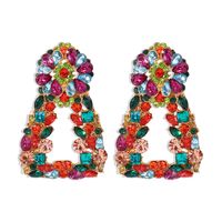 Geometric Color Flower Diamond Alloy Earrings sku image 3