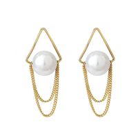 Korea Pearl Tassel Triangle Geometric Earrings main image 6