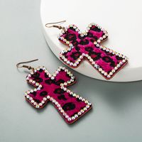 Double-sided Leopard Print Leather Earrings main image 1