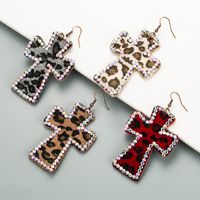 Double-sided Leopard Print Leather Earrings main image 4