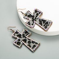 Double-sided Leopard Print Leather Earrings main image 5