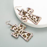 Double-sided Leopard Print Leather Earrings sku image 4