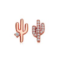 Korean Cactus Shape Asymmetric Earrings main image 6
