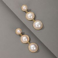 Circle Diamond-studded Pearl Tassel Earrings main image 5