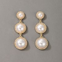 Circle Diamond-studded Pearl Tassel Earrings main image 6