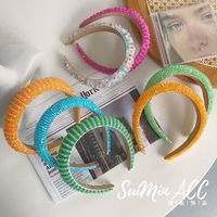 Fashion Full Diamond Wide-brimmed Crystal Candy Color Sponge Headband main image 4