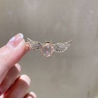 Korean Angel Wings Pink Crystal Hairpin main image 4