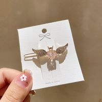 Korean Angel Wings Pink Crystal Hairpin main image 5