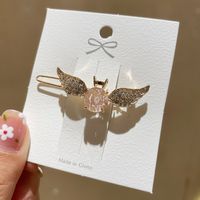 Korean Angel Wings Pink Crystal Hairpin main image 6