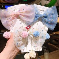 Children's Colorful Pink Dot Gauze Big Bow Hair Clip main image 2