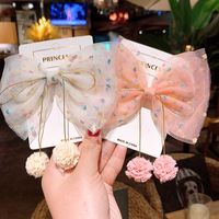 Children's Colorful Pink Dot Gauze Big Bow Hair Clip main image 4