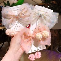 Children's Colorful Pink Dot Gauze Big Bow Hair Clip main image 6