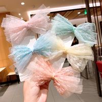 Children's Net Yarn Pink Lace Bow Hairpin main image 1