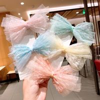 Children's Net Yarn Pink Lace Bow Hairpin main image 2