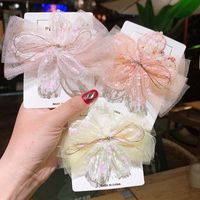 Korea's New Flower Sequins Mesh Lace Bow Hairpin main image 3