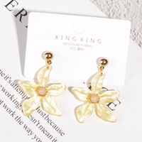 Korean Flower Pearl Earrings Wholesale main image 3