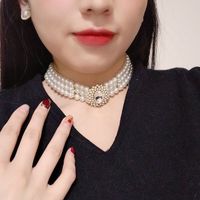 Collar Retro Multicapa Con Perlas Y Diamantes De Imitación main image 1