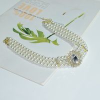 Collar Retro Multicapa Con Perlas Y Diamantes De Imitación main image 4