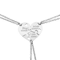Fashion Lettering Peach Heart Pendent Necklace Set main image 3