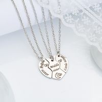 Fashion Lettering Peach Heart Pendent Necklace Set main image 4