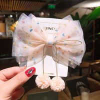 Children's Colorful Pink Dot Gauze Big Bow Hair Clip sku image 2