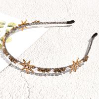 Fashion Pearl Rhinestone Star Thin Side Headband sku image 1