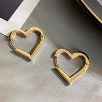 Korean Simple Heart Metal Earrings sku image 1