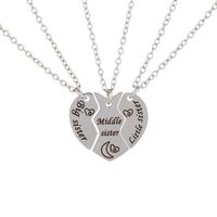 Fashion Lettering Peach Heart Pendent Necklace Set sku image 2
