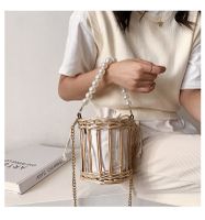 Fashion Straw Woven Pearl Shoulder Messenger Portable Bag sku image 1