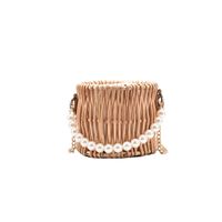 Fashion Straw Woven Pearl Shoulder Messenger Portable Bag sku image 3