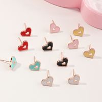Fashion Cute Candy Color Alloy Dripping Love Earrings Set main image 1