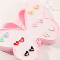 Fashion Cute Candy Color Alloy Dripping Love Earrings Set main image 5