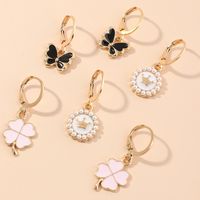 Cute Drop Oil Pearl Butterfly Earrings Set main image 3